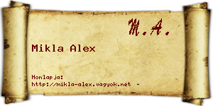 Mikla Alex névjegykártya